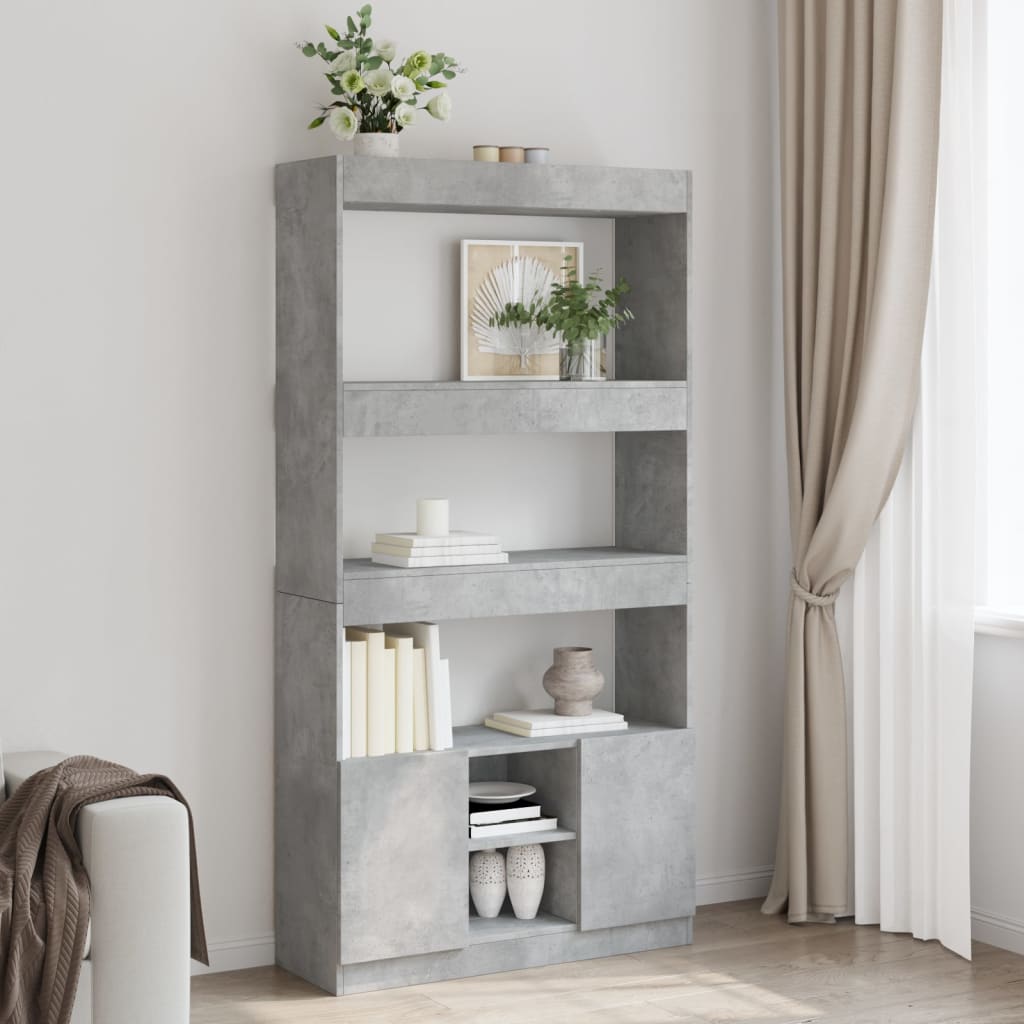 Highboard Concrete Grey 92x33x180 cm Engineered Wood