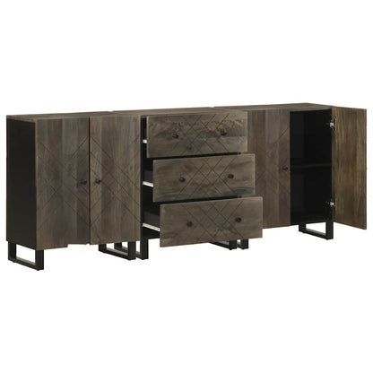 3 Piece Sideboards Black 60x33x75 cm Solid Wood Mango