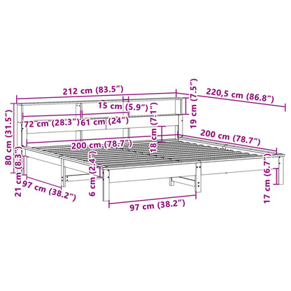 Bed Frame without Mattress 200x200 cm Solid Wood Pine