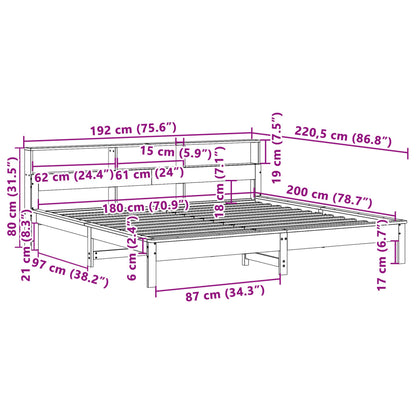 Bed Frame without Mattress Wax Brown 180x200 cm Super King Solid Wood Pine