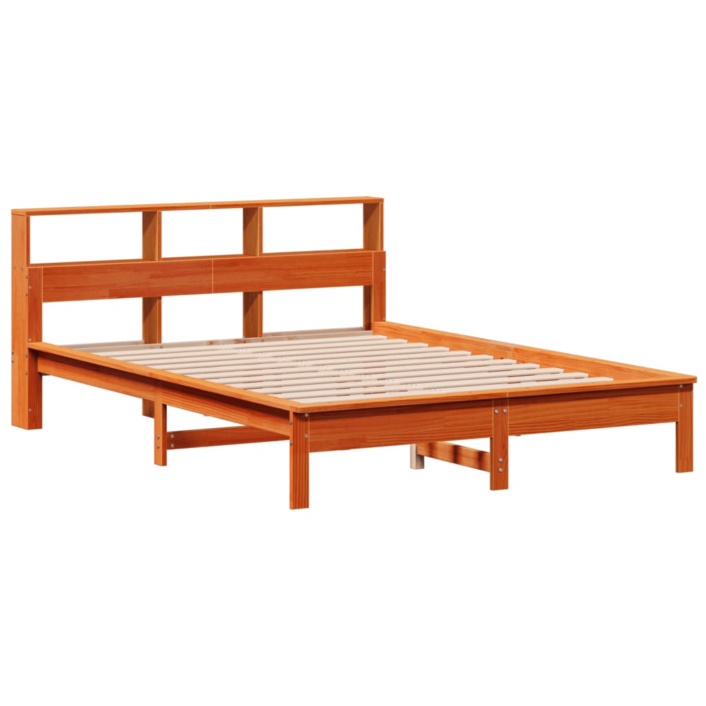 Bed Frame without Mattress Wax Brown 140x190 cm Solid Wood Pine