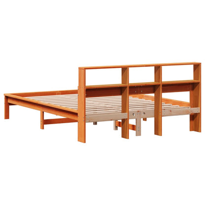 Bed Frame without Mattress Wax Brown 140x190 cm Solid Wood Pine