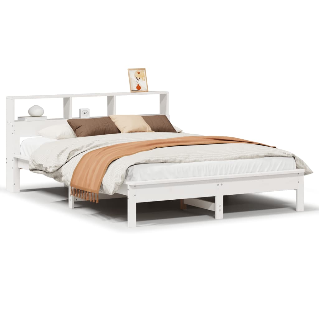 Bed Frame without Mattress White 135x190 cm Double Solid Wood Pine