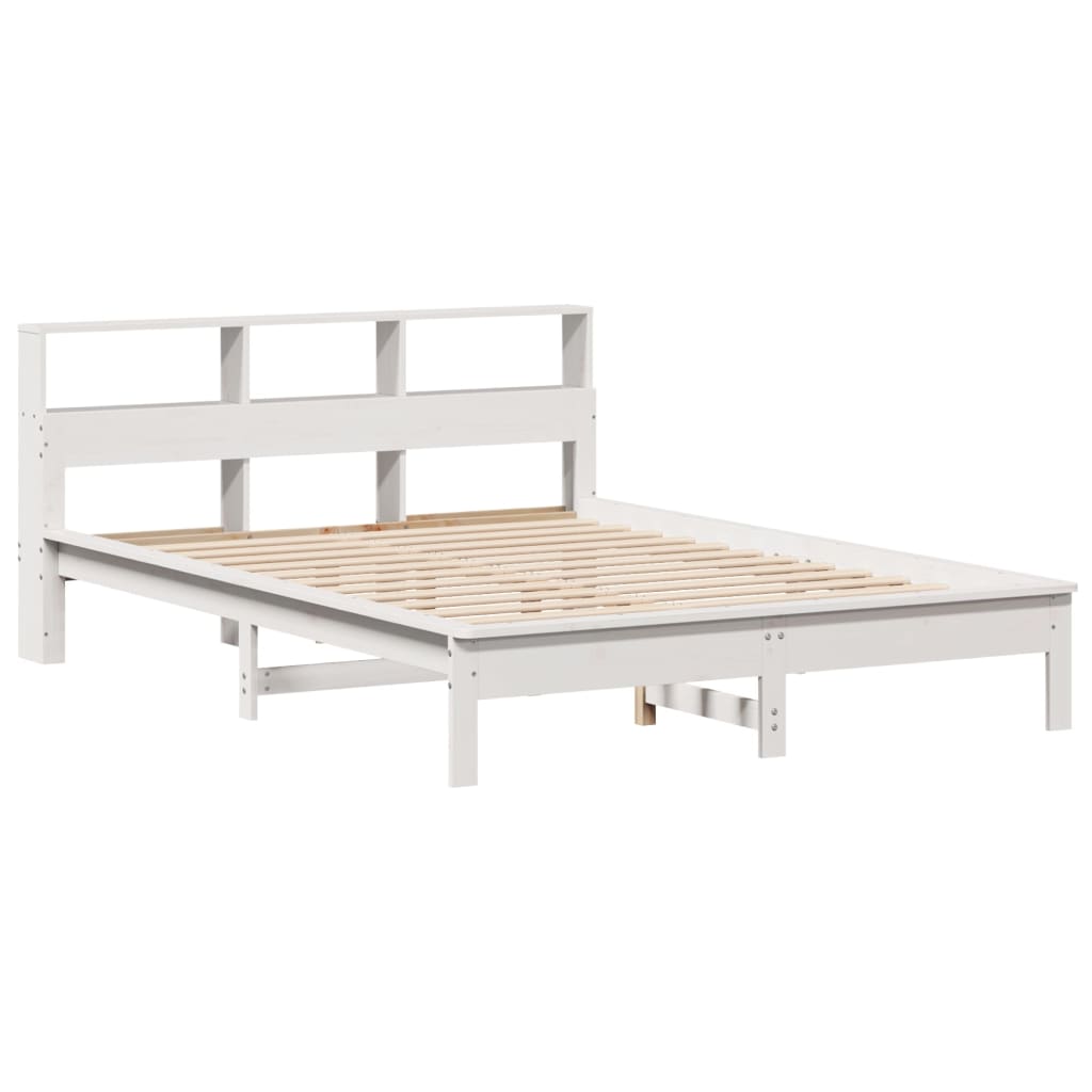 Bed Frame without Mattress White 135x190 cm Double Solid Wood Pine