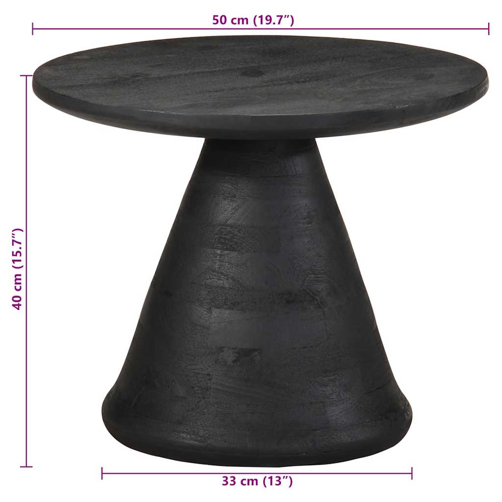 Side Table Black Ø50x40 cm Solid Wood Mango