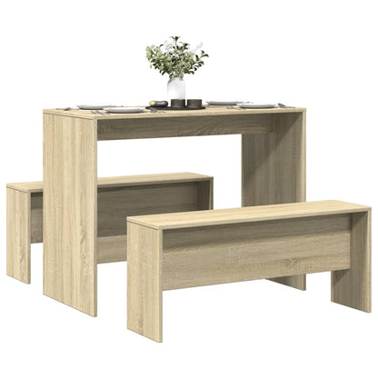 3 Piece Dining Table and Bench set Sonoma Oak Engineered Wood