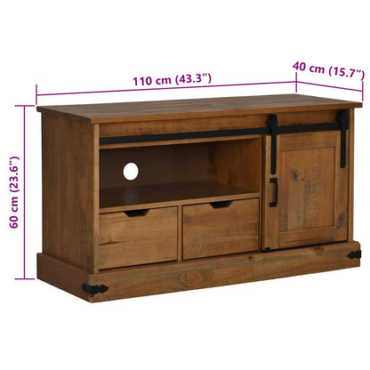 TV Cabinet HALDEN with Sliding Door 110x40x60 cm Solid Wood