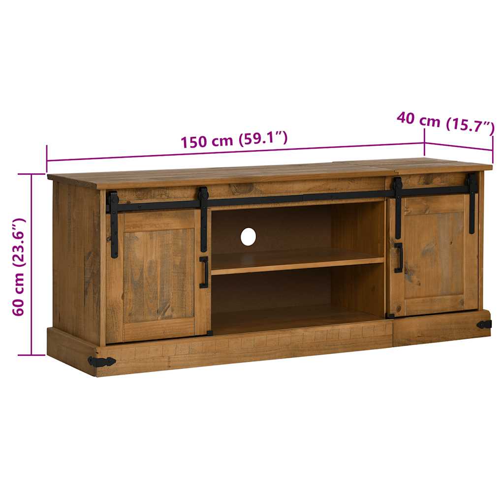 TV Cabinet HALDEN 2 Sliding Doors 150x40x60 cm Solid Wood