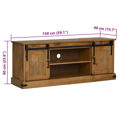 TV Cabinet HALDEN 2 Sliding Doors 150x40x60 cm Solid Wood