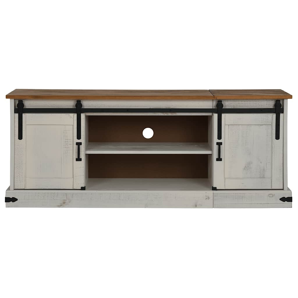 TV Cabinet HALDEN 2 Sliding Doors White 150x40x60 cm Solid Wood