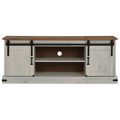 TV Cabinet HALDEN 2 Sliding Doors White 150x40x60 cm Solid Wood