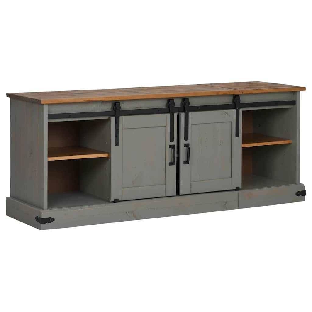 TV Cabinet HALDEN 2 Sliding Doors Grey 150x40x60 cm Solid Wood