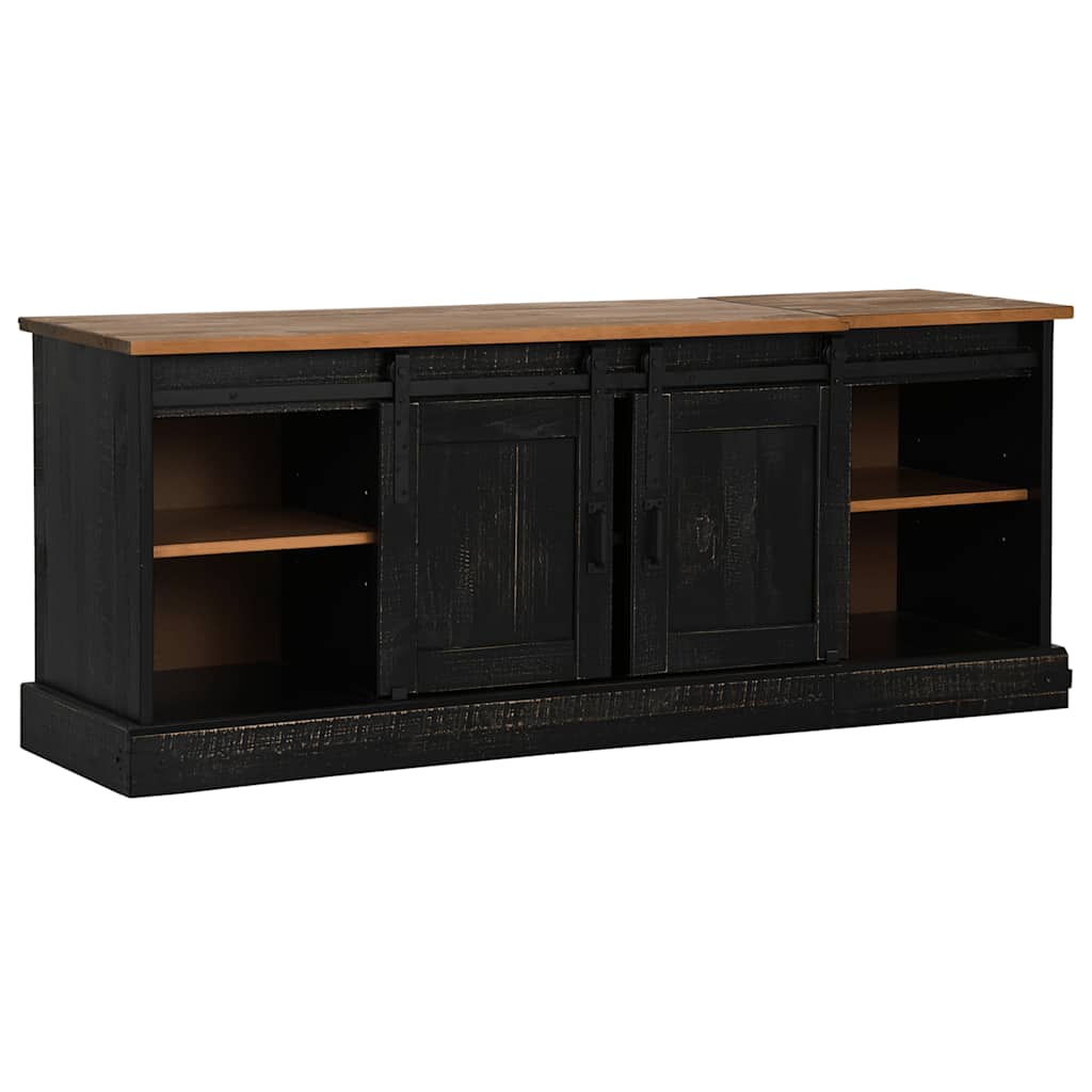 TV Cabinet HALDEN 2 Sliding Doors Black 150x40x60 cm Solid Wood