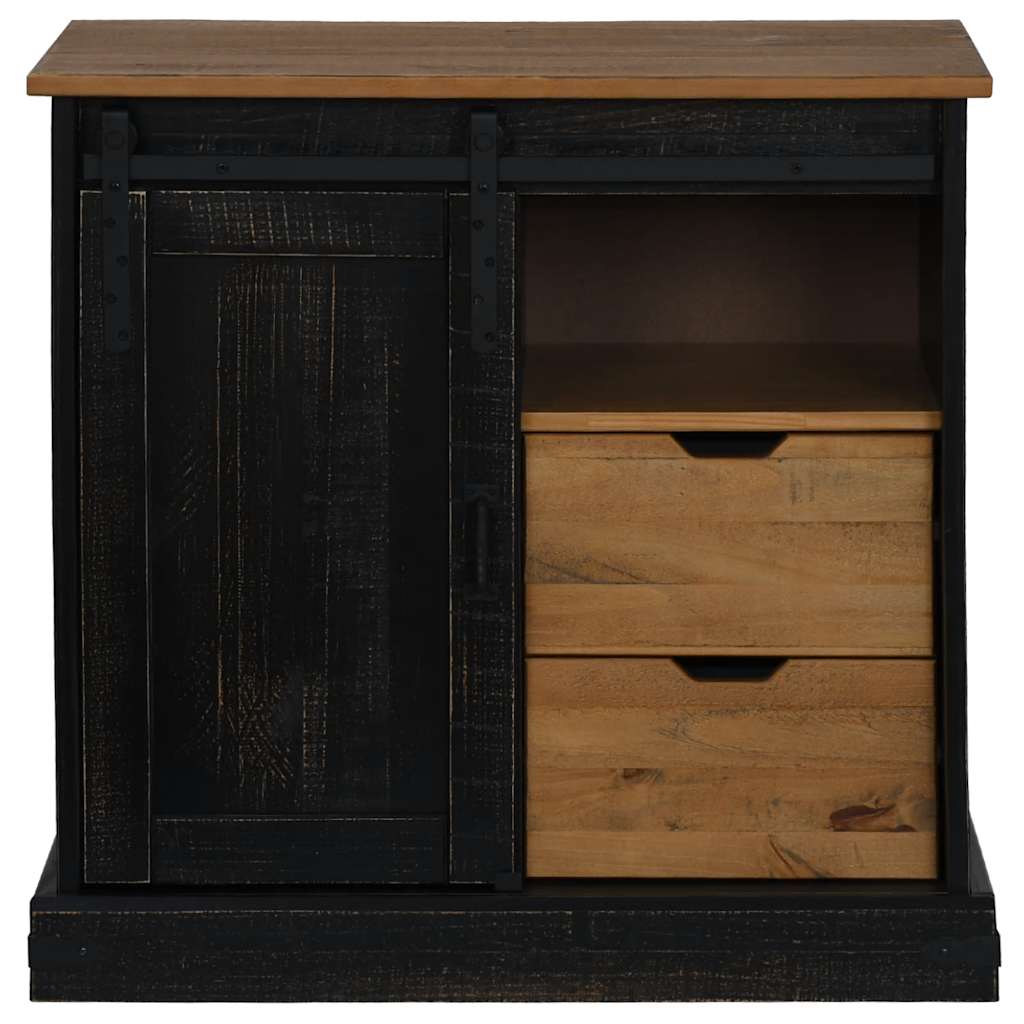 Sideboard HALDEN with Sliding Door Black 80x40x80 cm Solid Wood