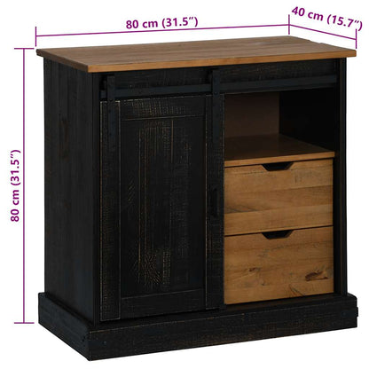 Sideboard HALDEN with Sliding Door Black 80x40x80 cm Solid Wood