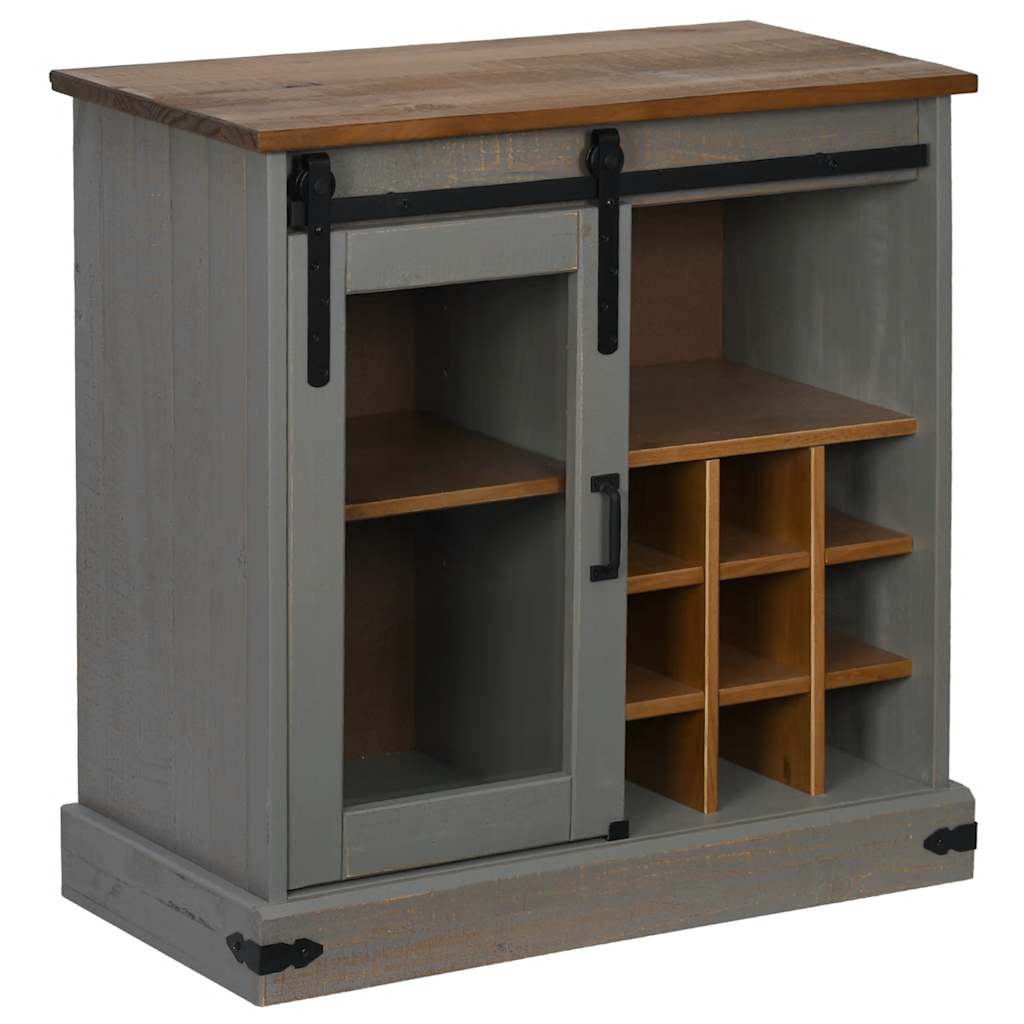 Sideboard HALDEN with Sliding Door Grey 80x40x80 cm Solid Wood