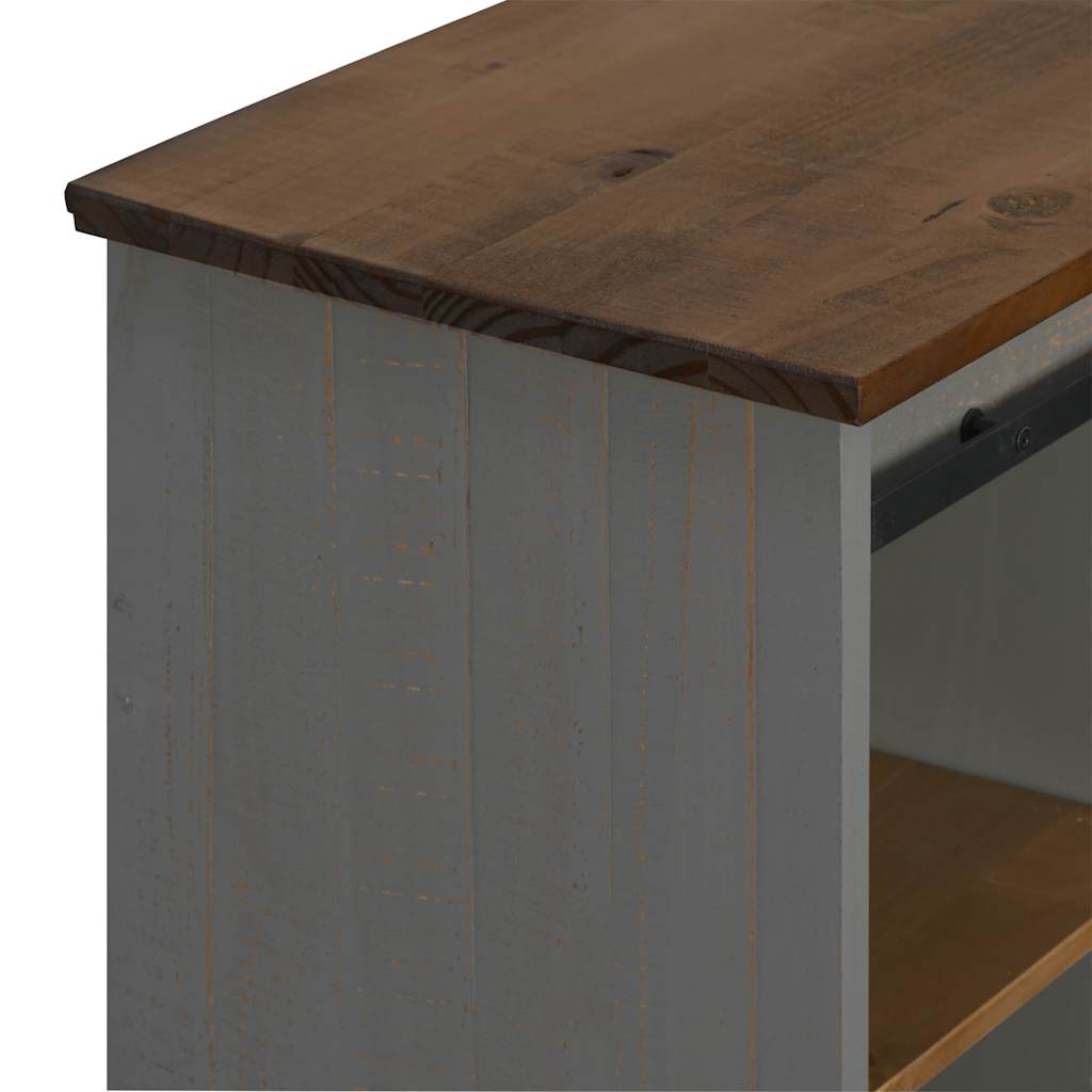 Sideboard HALDEN with Sliding Door Grey 80x40x80 cm Solid Wood