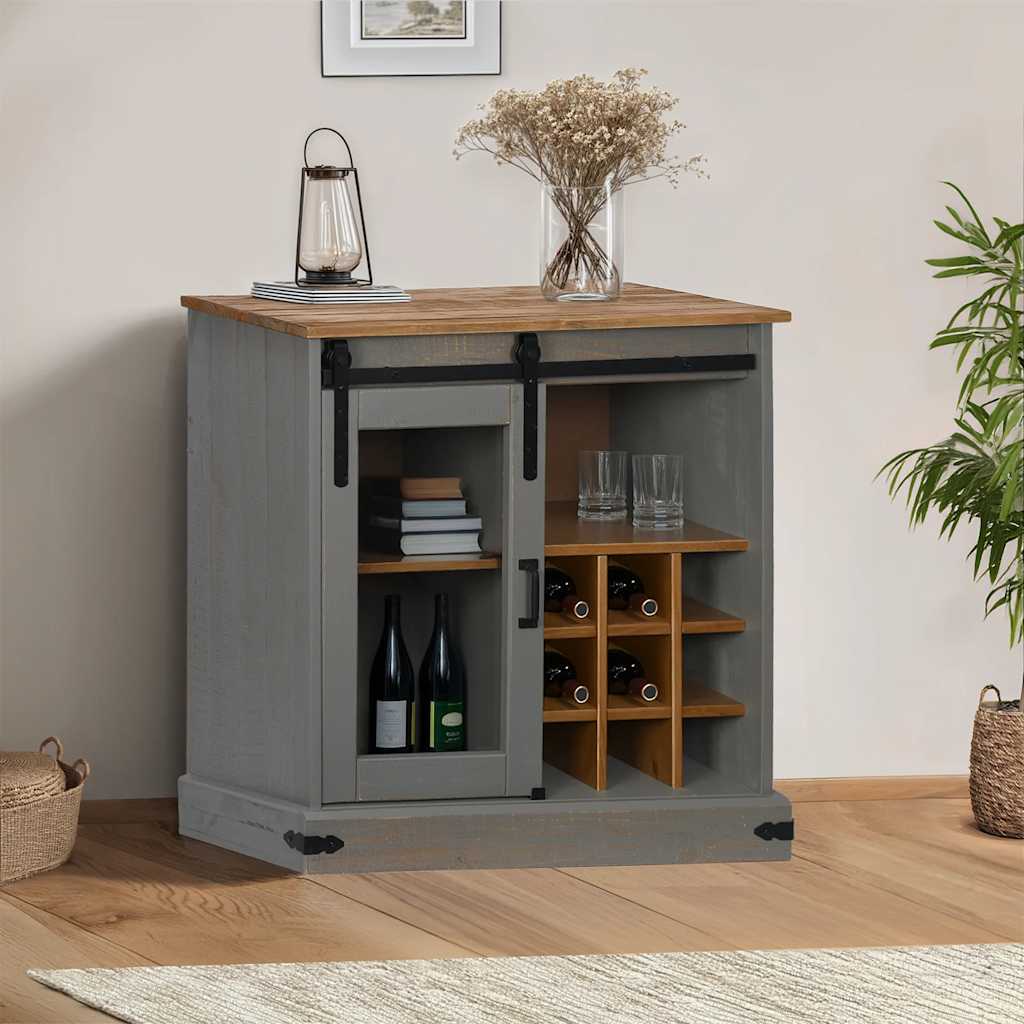 Sideboard HALDEN with Sliding Door Grey 80x40x80 cm Solid Wood