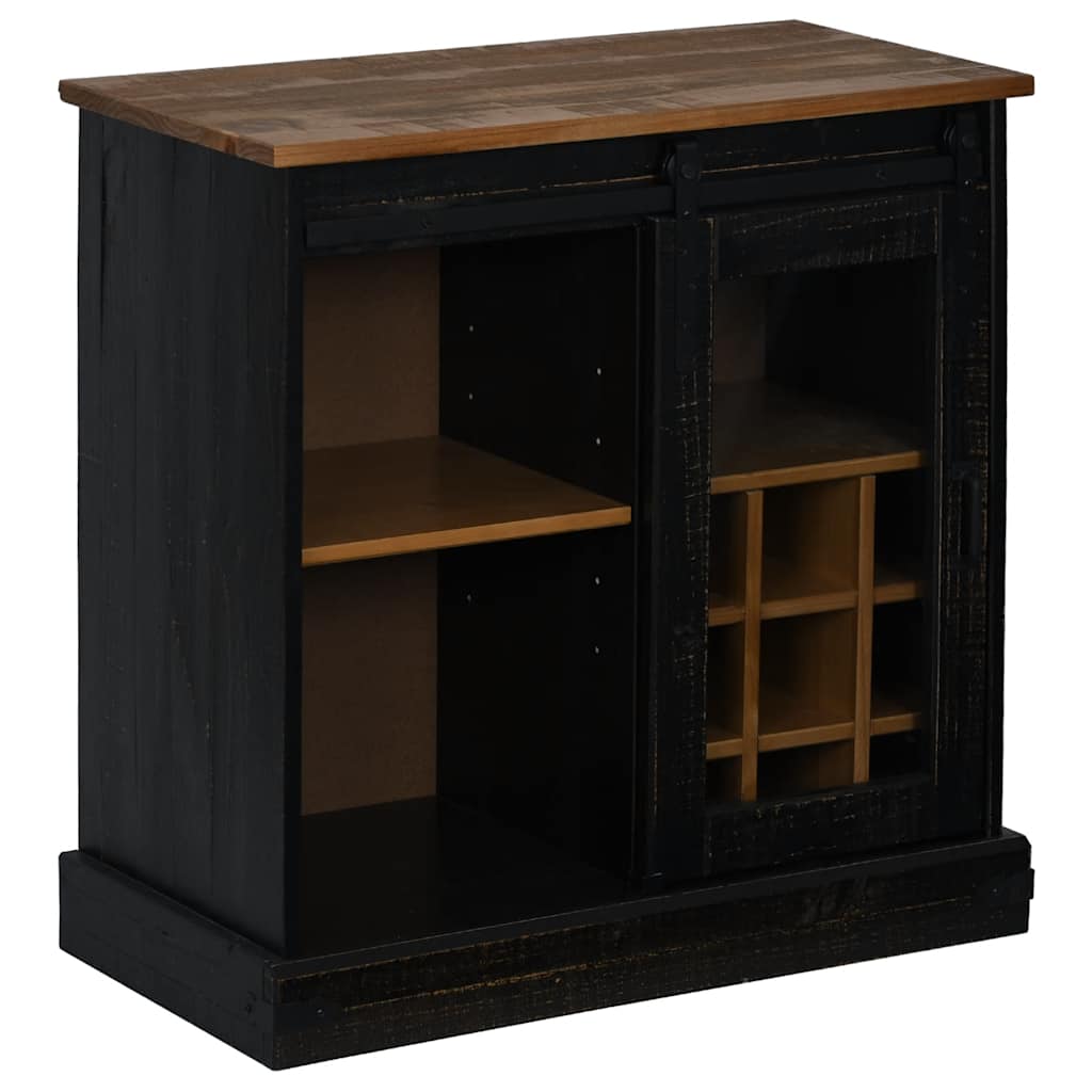 Sideboard HALDEN with Sliding Door Black 80x40x80 cm Solid Wood