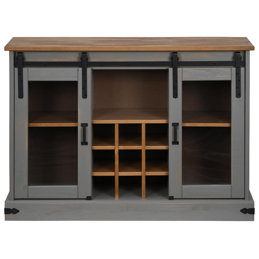 Sideboard HALDEN 2 Sliding Doors Grey 112x40x80 cm Solid Wood