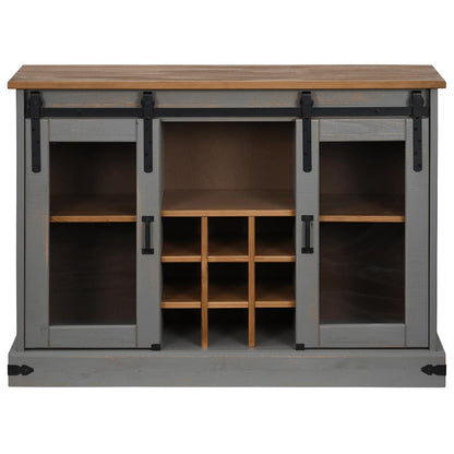 Sideboard HALDEN 2 Sliding Doors Grey 112x40x80 cm Solid Wood