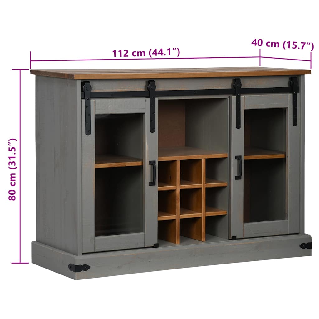 Sideboard HALDEN 2 Sliding Doors Grey 112x40x80 cm Solid Wood