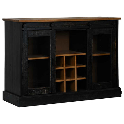 Sideboard HALDEN 2 Sliding Doors Black 112x40x80 cm Solid Wood