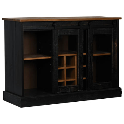 Sideboard HALDEN 2 Sliding Doors Black 112x40x80 cm Solid Wood