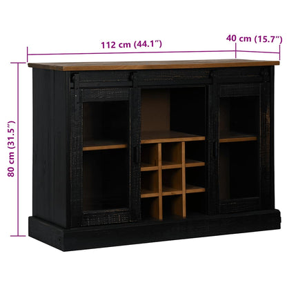 Sideboard HALDEN 2 Sliding Doors Black 112x40x80 cm Solid Wood