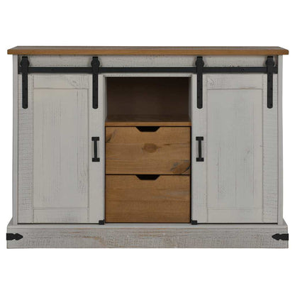 Sideboard HALDEN 2 Sliding Doors White 112x40x80 cm Solid Wood