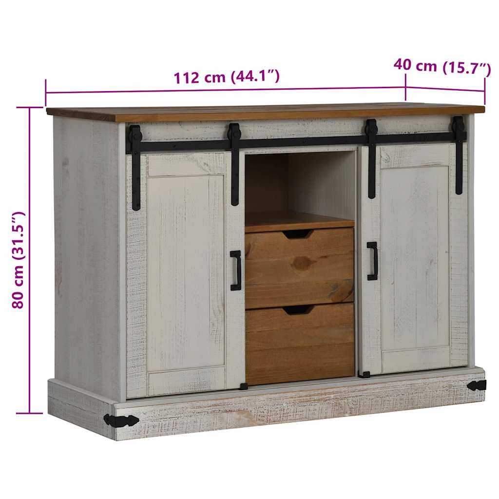 Sideboard HALDEN 2 Sliding Doors White 112x40x80 cm Solid Wood