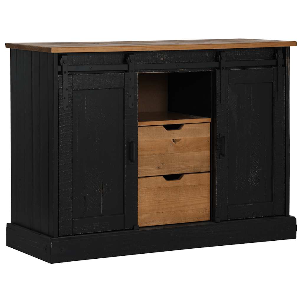 Sideboard HALDEN 2 Sliding Doors Black 112x40x80 cm Solid Wood