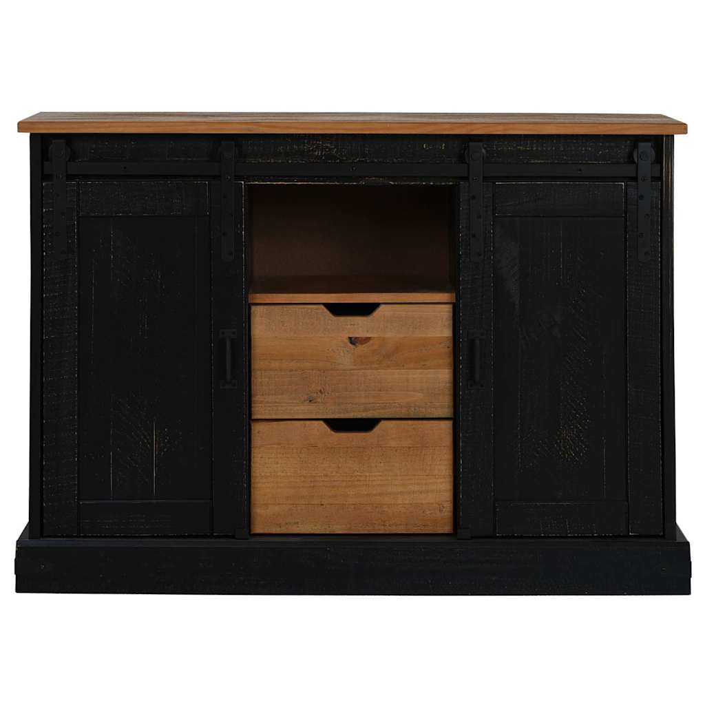 Sideboard HALDEN 2 Sliding Doors Black 112x40x80 cm Solid Wood