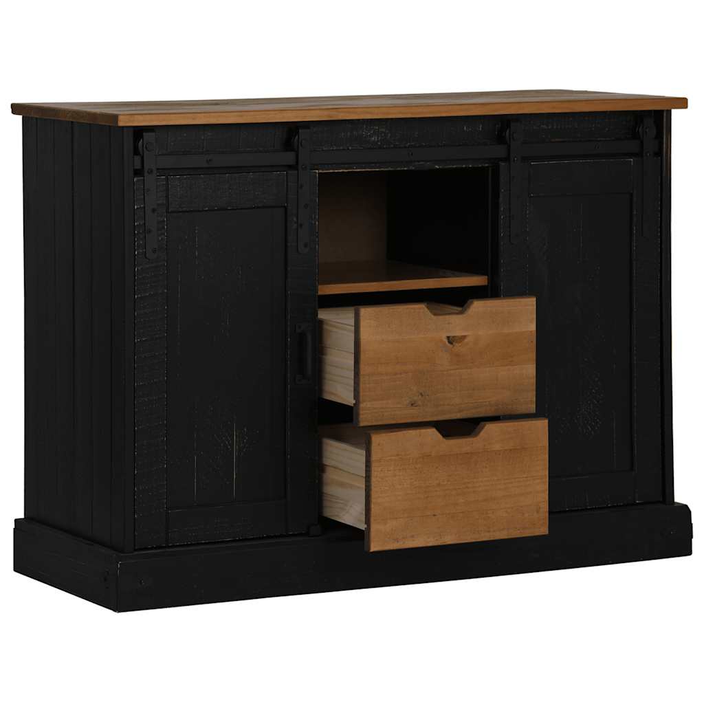 Sideboard HALDEN 2 Sliding Doors Black 112x40x80 cm Solid Wood