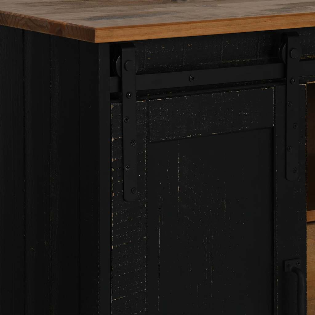 Sideboard HALDEN 2 Sliding Doors Black 112x40x80 cm Solid Wood