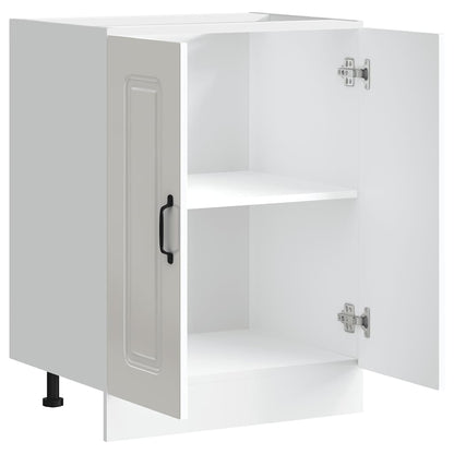 Sink Base Cabinet Kalmar High Gloss White 60x46x81.5 cm Engineered Wood