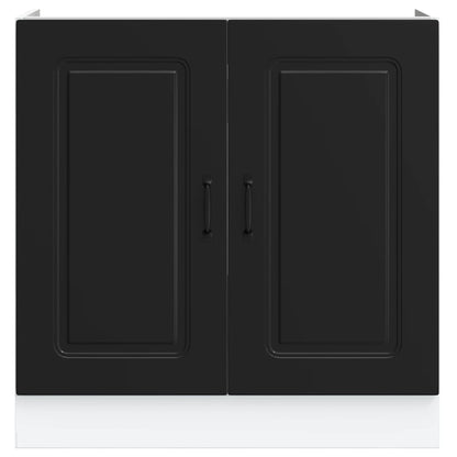 Sink Base Cabinet Kalmar Black 80x46x81.5 cm Engineered Wood