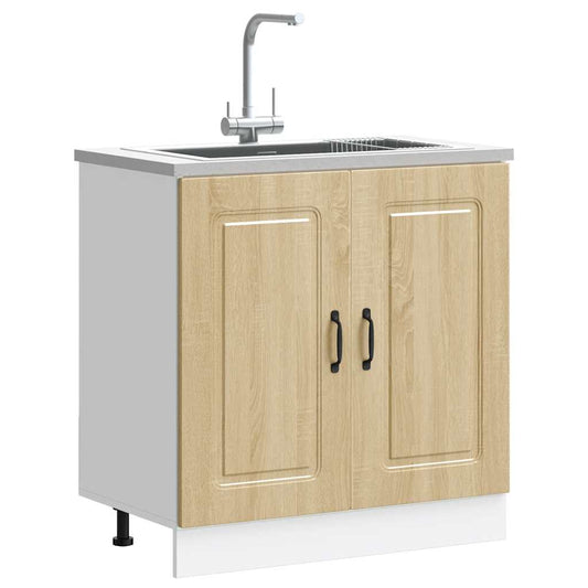 Sink Base Cabinet Kalmar Sonoma Oak 80x46x81.5 cm Engineered Wood