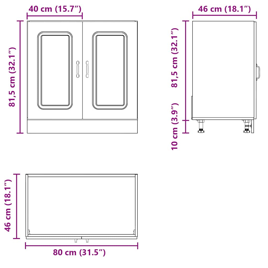 Sink Base Cabinet Kalmar Concrete Grey 80x46x81.5 cm Engineered Wood