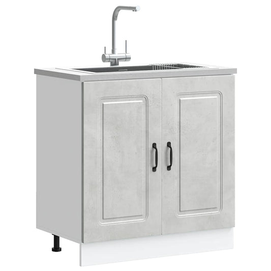 Sink Base Cabinet Kalmar Concrete Grey 80x46x81.5 cm Engineered Wood