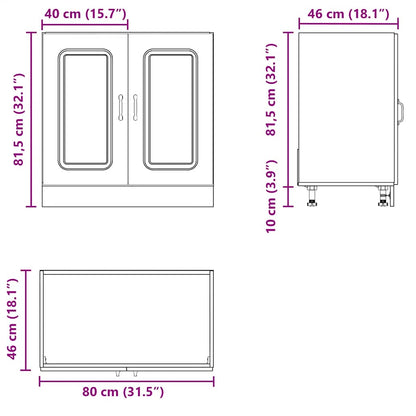 Sink Base Cabinet Kalmar Grey Sonoma 80x46x81.5 cm Engineered Wood