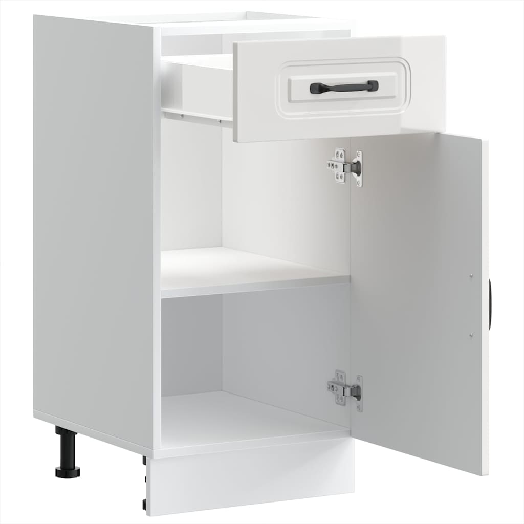 Kitchen Base Cabinet Kalmar High Gloss White Engineered Wood