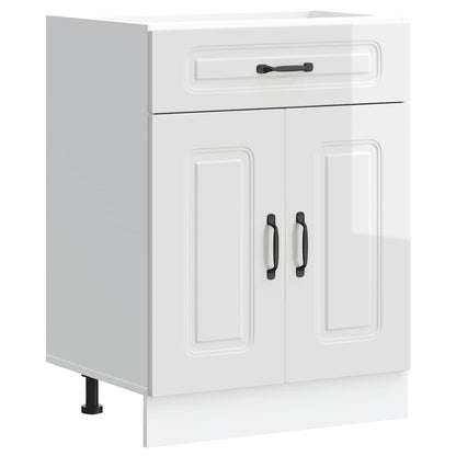 Kitchen Base Cabinet Kalmar High Gloss White Engineered Wood