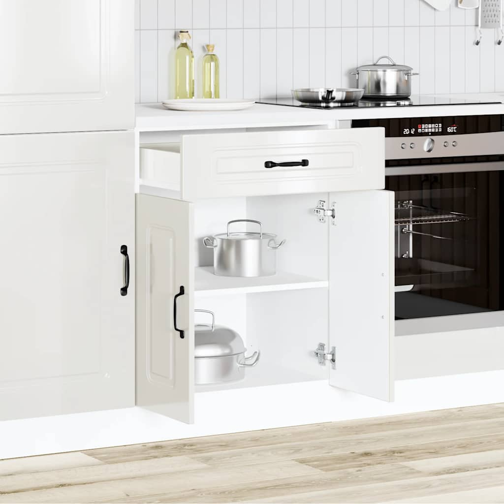 Kitchen Base Cabinet Kalmar High Gloss White Engineered Wood