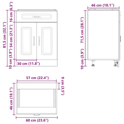 Kitchen Base Cabinet Kalmar High Gloss White Engineered Wood