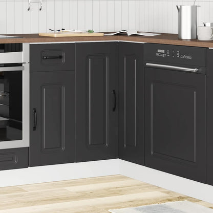 Kitchen Corner Base Cabinet Kalmar Black Engineered Wood