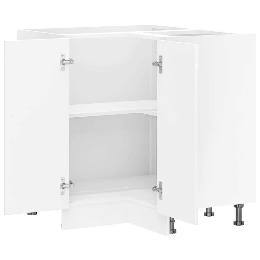 Kitchen Corner Base Cabinet Kalmar High Gloss White Engineered Wood