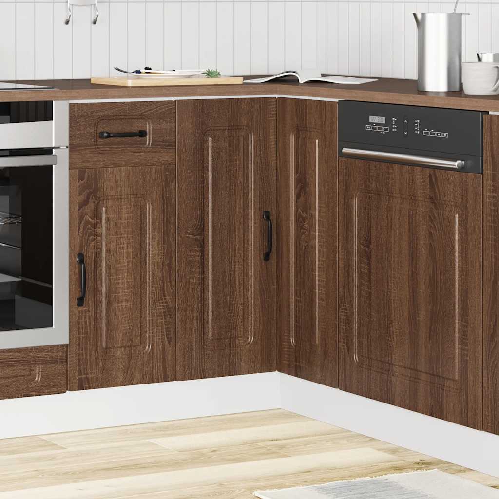 Kitchen Corner Base Cabinet Kalmar Brown Oak Engineered Wood