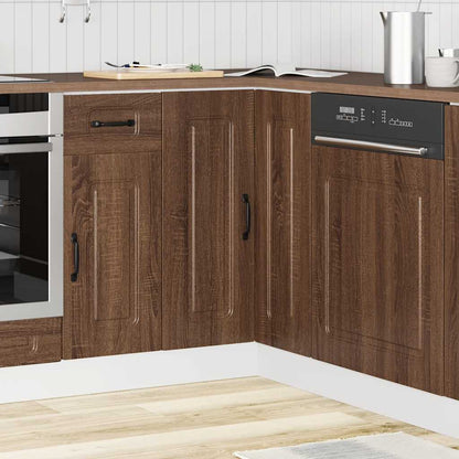 Kitchen Corner Base Cabinet Kalmar Brown Oak Engineered Wood