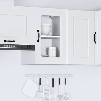 Kitchen Wall Cabinet with Glass Door Kalmar White Engineered Wood